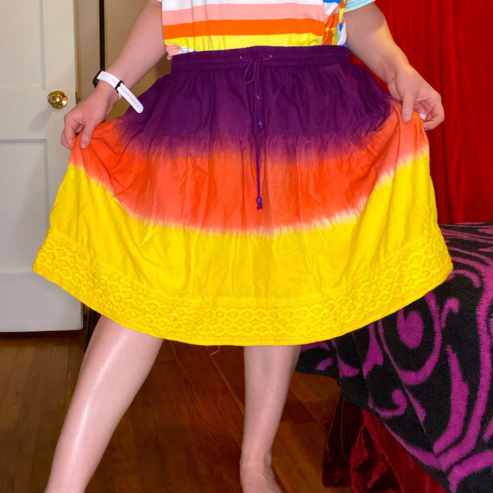 Lane Bryant yellow, purple and orange tie dye skirt
